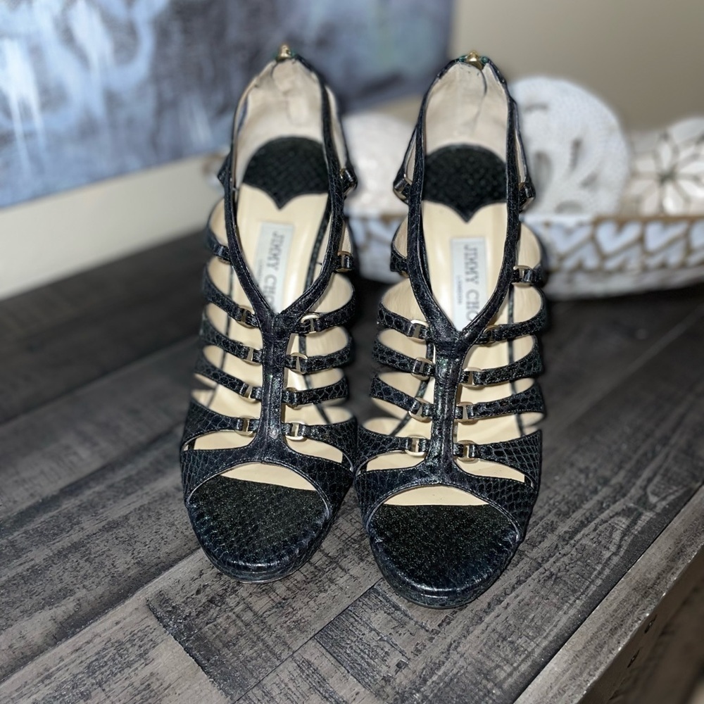 Jimmy Choo Beautiful Emerald Green Python Shoes S… - image 6